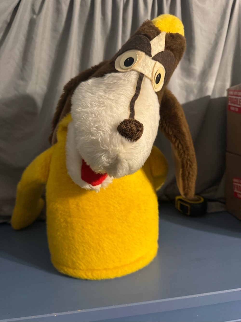 Plush Yellow & Brown Dog Puppet - Soft